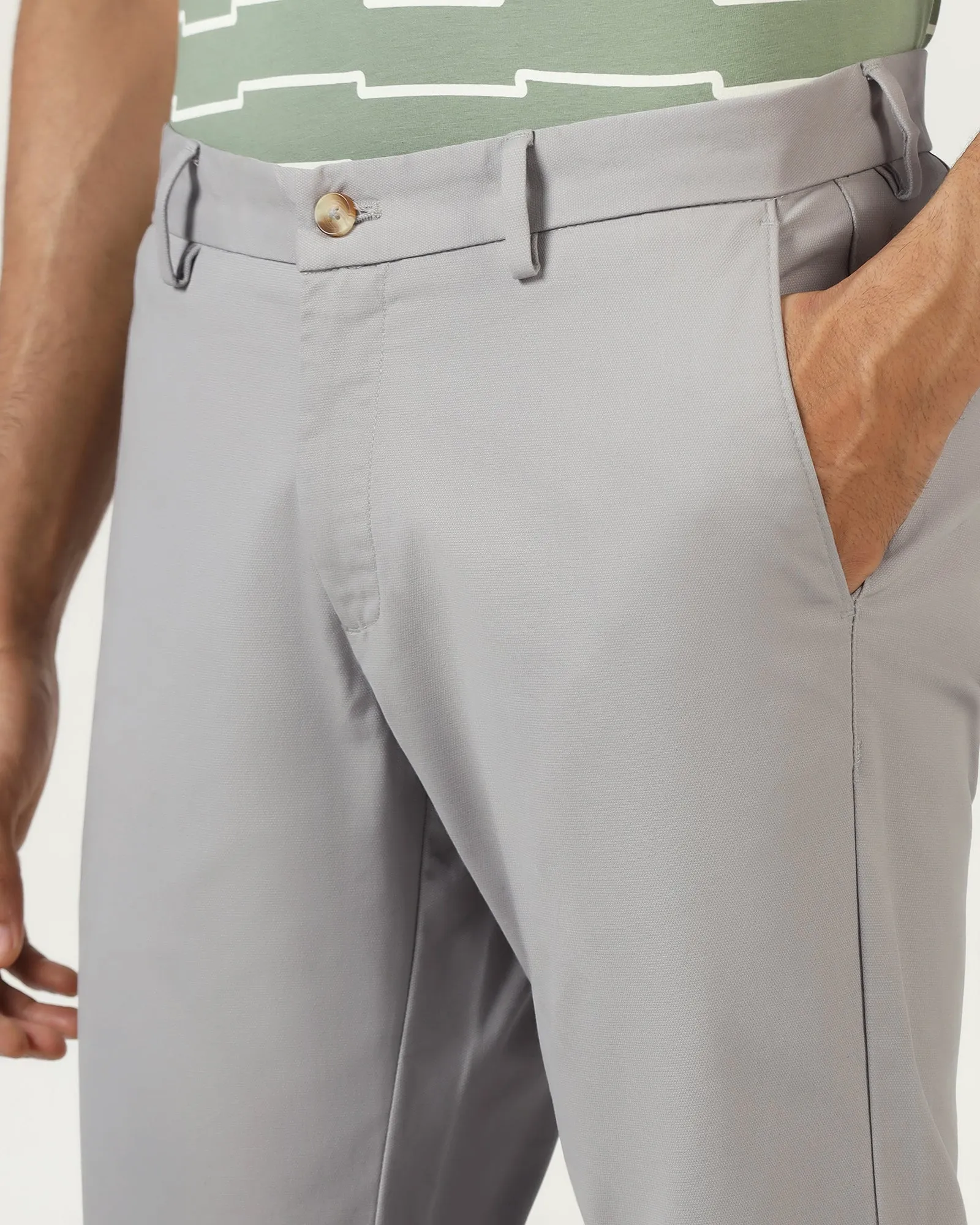 Light Grey Textured Khakis - Karis Comfort Wear Fit Comfortable Look Wear