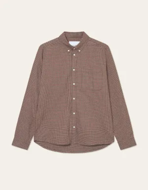 Low Care Konrad Check Flannel Shirt - Teak Brown