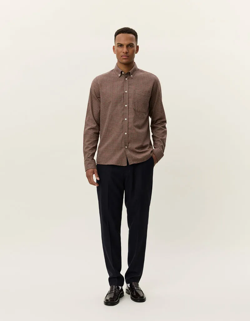 Konrad Check Flannel Shirt - Teak Brown Shine Mood FadeResistant Dye
