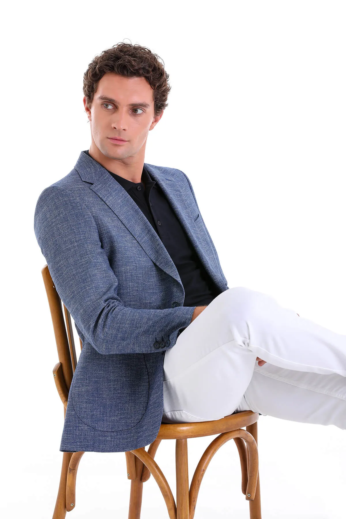 Regular Fit Light Navy Notch Lapel Classic Blazer Lightweight Thermal Tech Sporty Layers