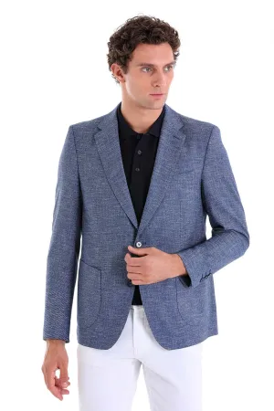 Reversible Dual Layer Crisp Weather Fit Regular Fit Light Navy Notch Lapel Classic Blazer