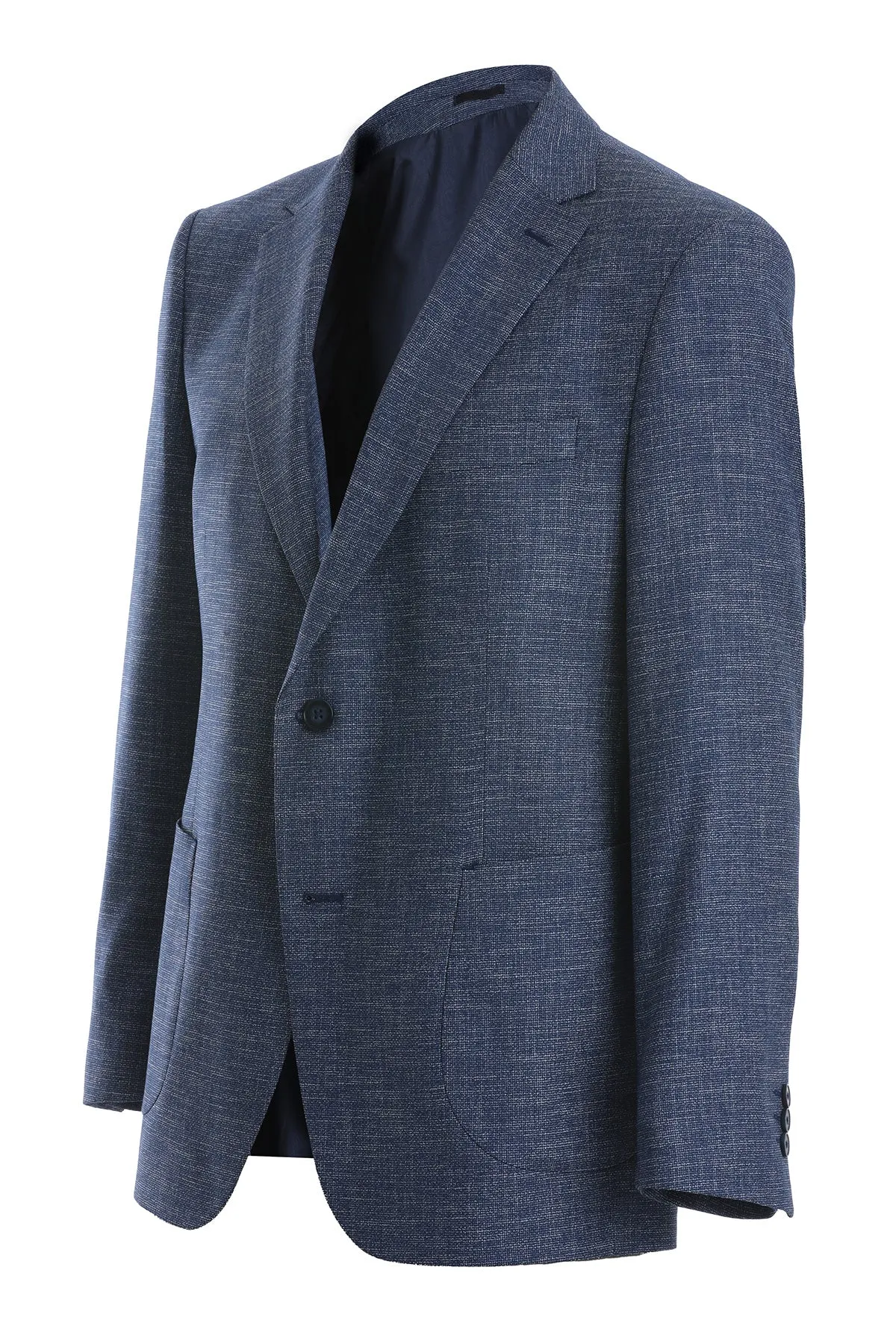 Regular Fit Light Navy Notch Lapel Classic Blazer Clean Minimal Look Low Profile Insulation