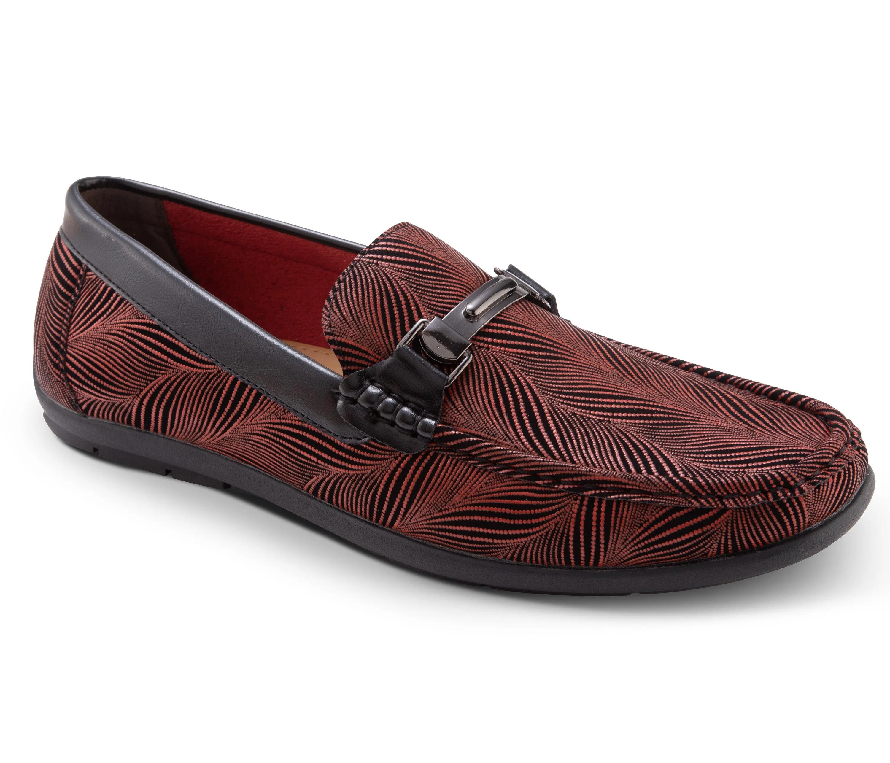 Men's Fashion Loafers Slip-On Shoes Asymmetrical Prints in Burgundy - S81 Chic Element