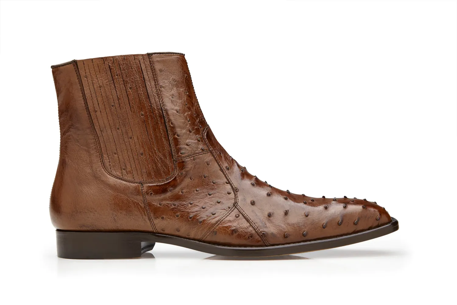 Training Compression Resistant Collar Genuine Ostrich Quill Chelsea Boot For Men in ANT BROWN - ROGER.