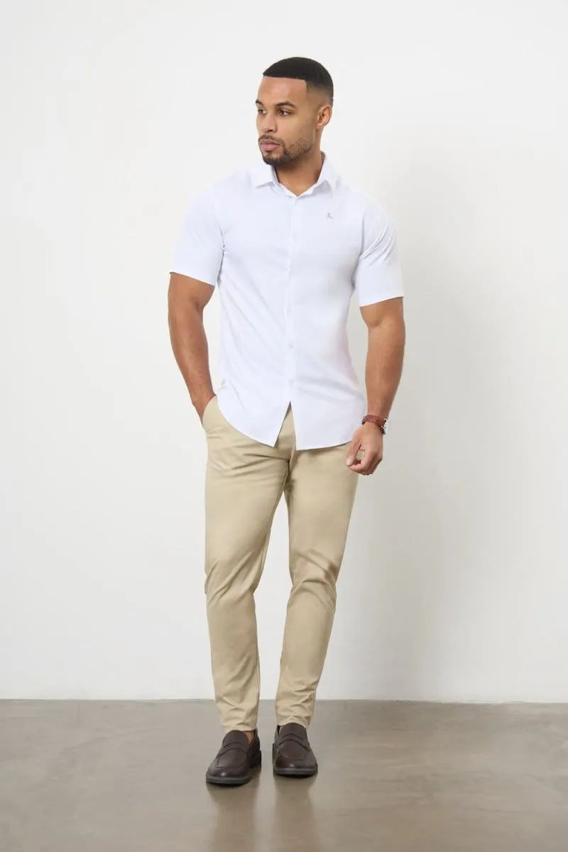 Relaxed Style Athletic Fit Cotton Stretch Chino Pants in Stone