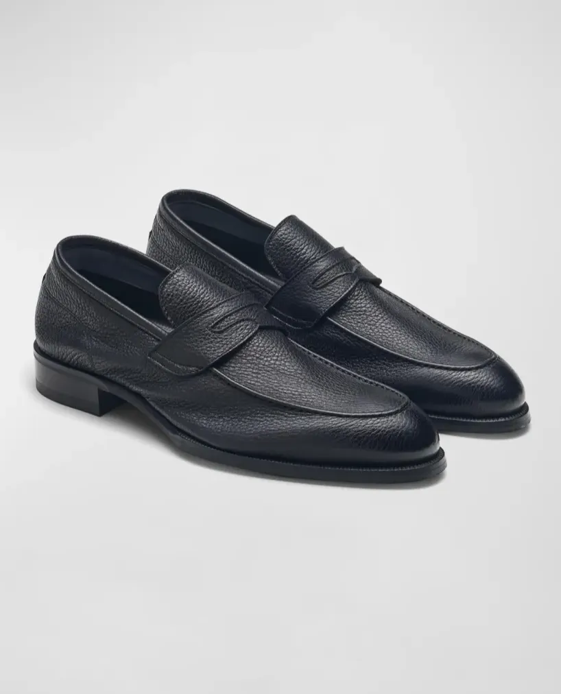 David August Navy Abyss Deerskin Leather Loafer Festival Vibe