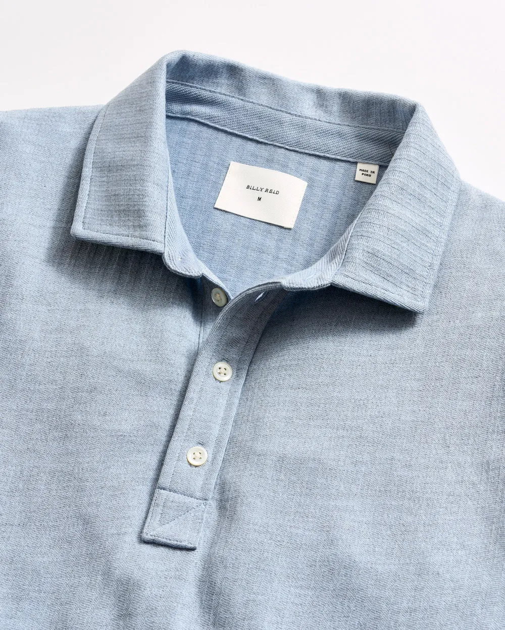 Vented Panels Herringbone Polo - Blue Fog