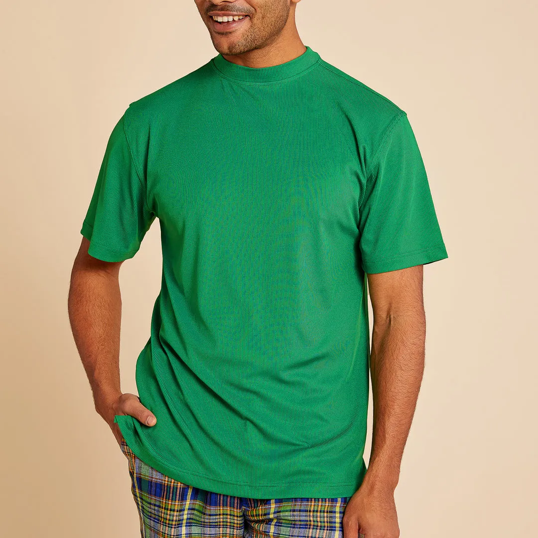 Inserch Rib Crew Neck T-Shirt T299-00200 Emerald Modern Outfit