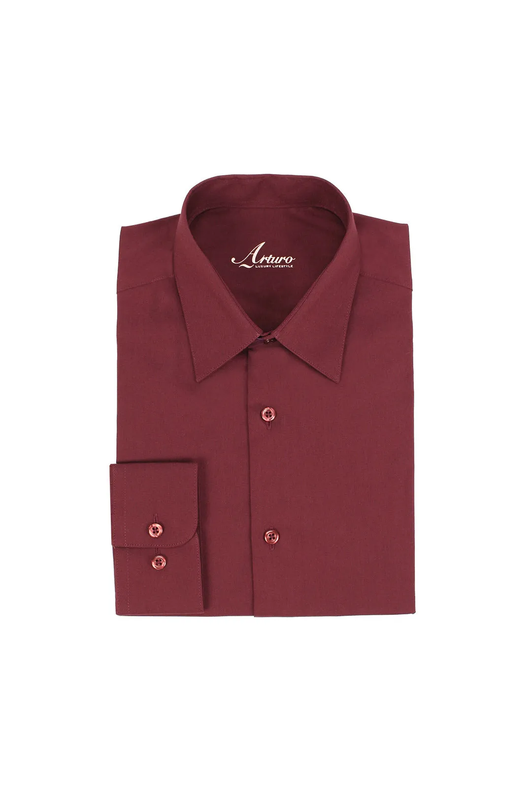Casual Sophistication Eye-Catching Pattern ARTURO Slim Fit Long Sleeve Burgundy Dress Shirt