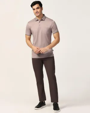 Seamless Wear All Season Slim Comfort B-95 Casual Brown Printed Khakis - Bai