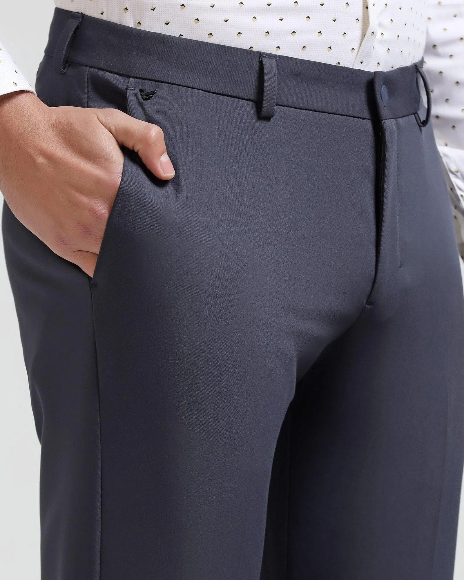 Eco Friendly Material Techpro Slim Comfort B-95 Formal Dark Grey Solid Trouser - Agusta