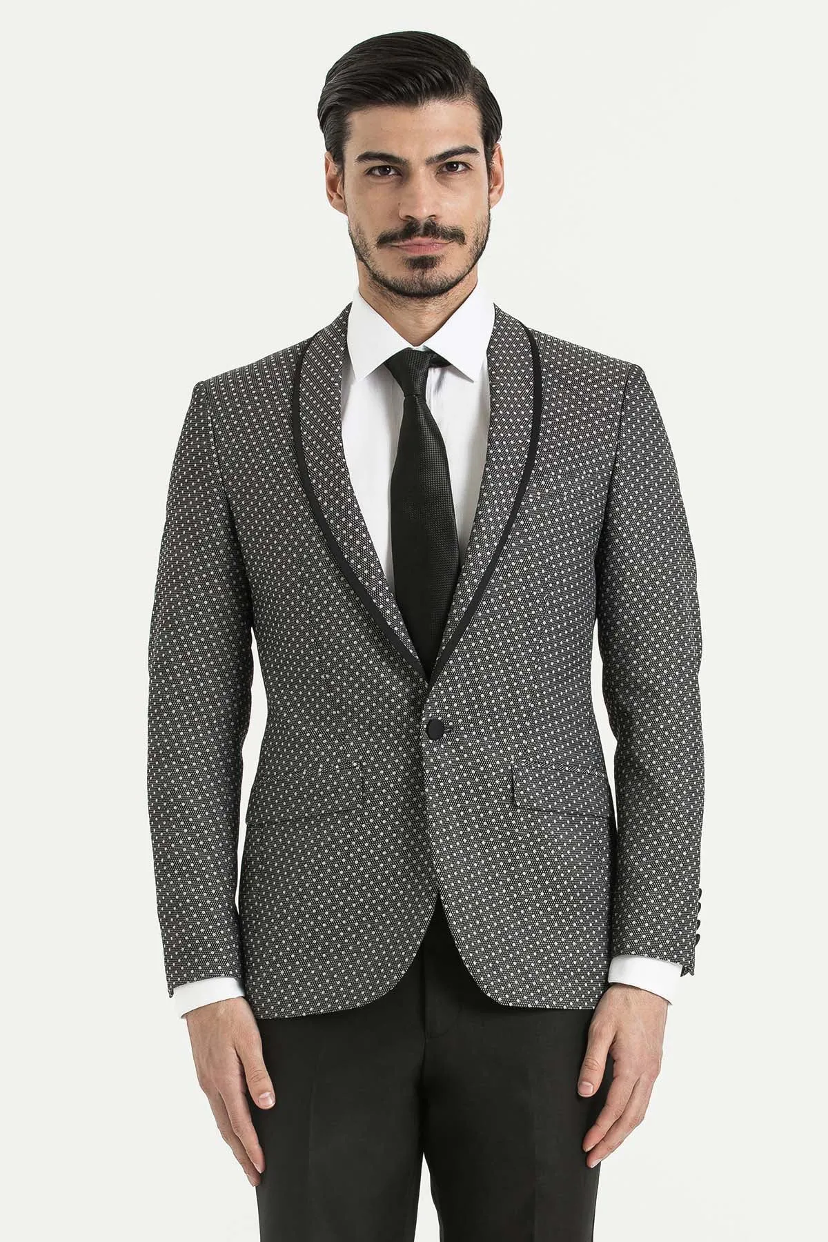 Slim Tailored FoldableStorageCapability Slim Fit Notch Lapel Gray Casual Blazer