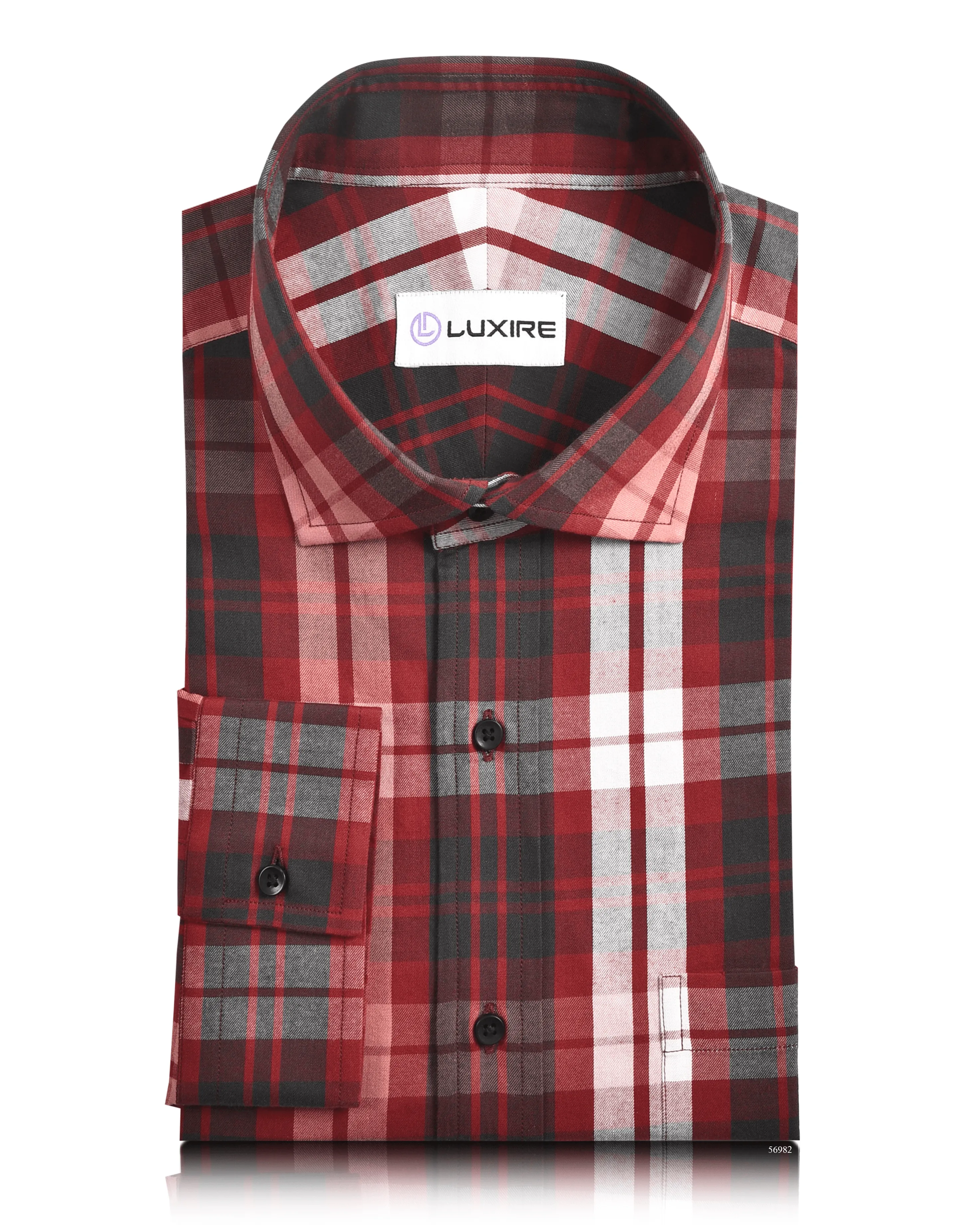 Red Grey Checks Shirt MultiFunctional Pockets