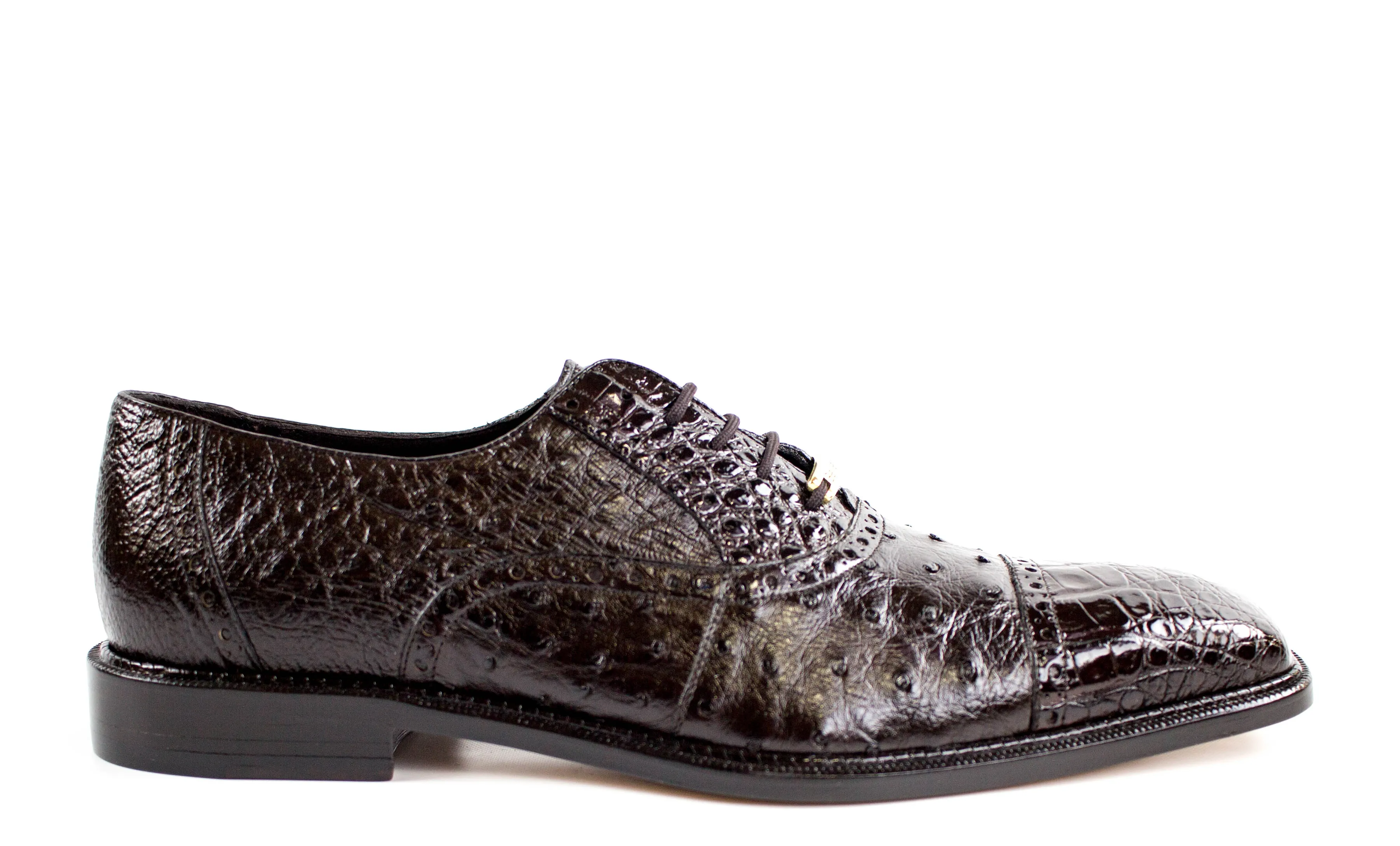 Belvedere - Onesto II, Genuine Ostrich and Crocodile Dress Shoe - Brown - 1419 - IN STORE Sea Breeze