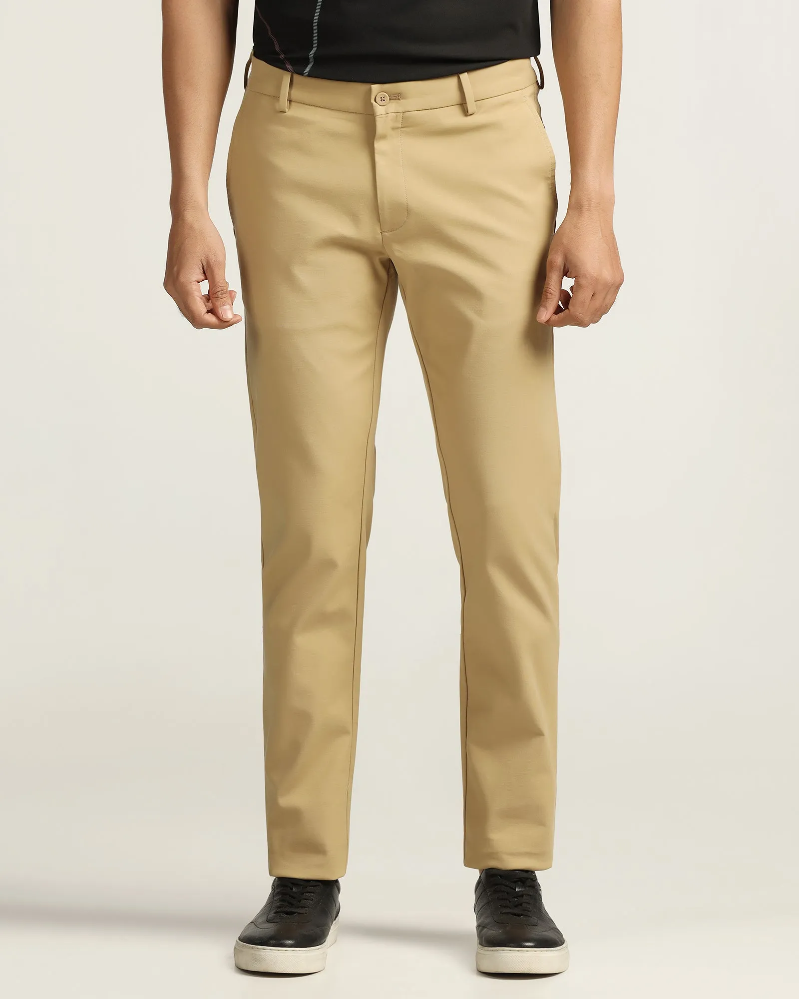 TechPro Slim Fit B-91 Casual Khaki Solid Khakis - Sandy Freedom Fit Tight Cut