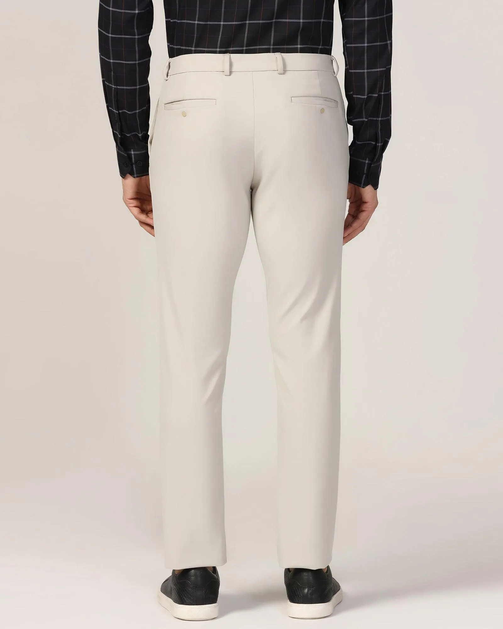 MachineWashableFabric TechPro Slim Fit B-91 Formal Off White Solid Trouser - Ashley