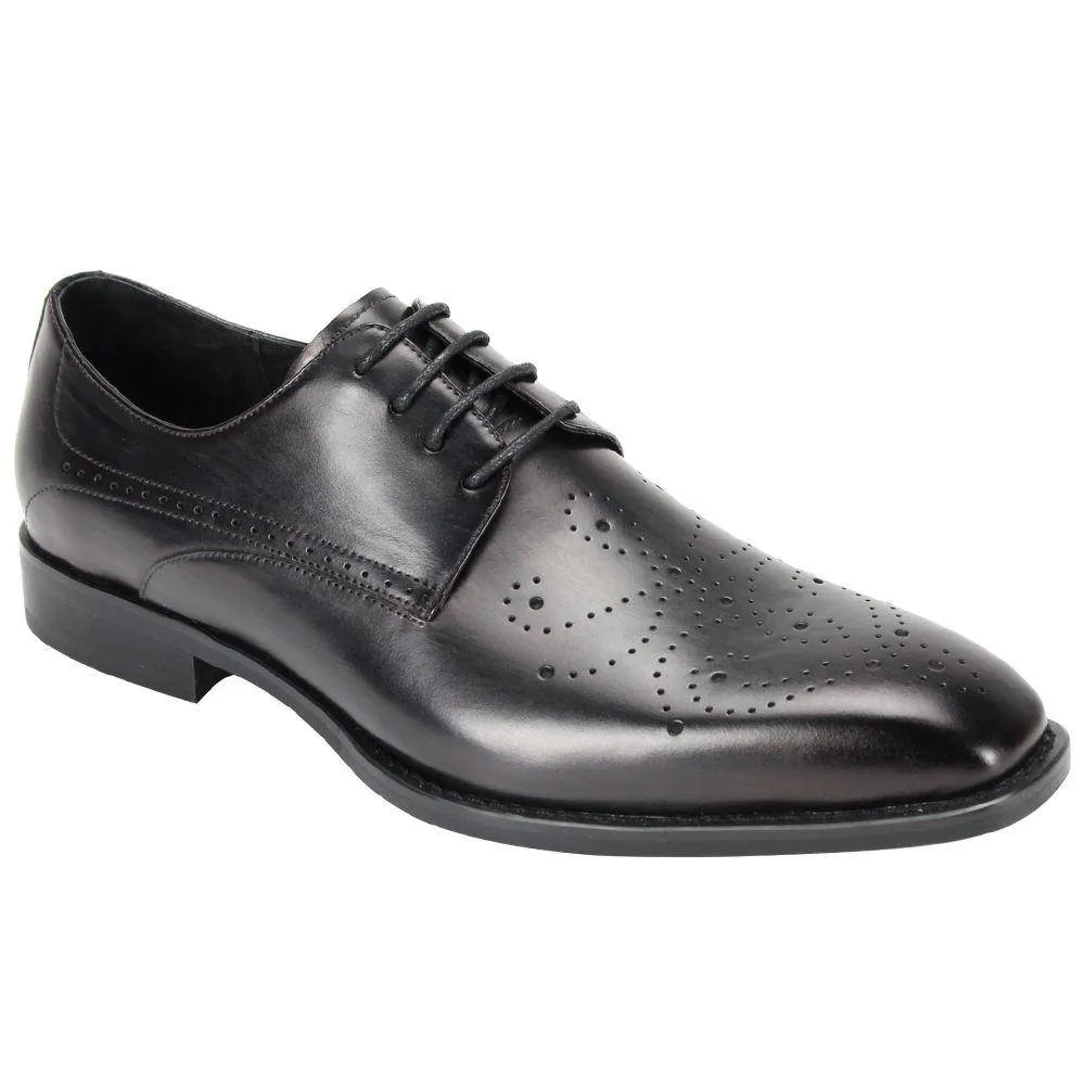 Giovanni Black Leather Oxford Shoe Anti Odor Technology Work Team
