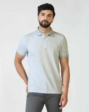 Soft Jersey Fabric Easy Fit Sky Blue Textured Polo - Shepred
