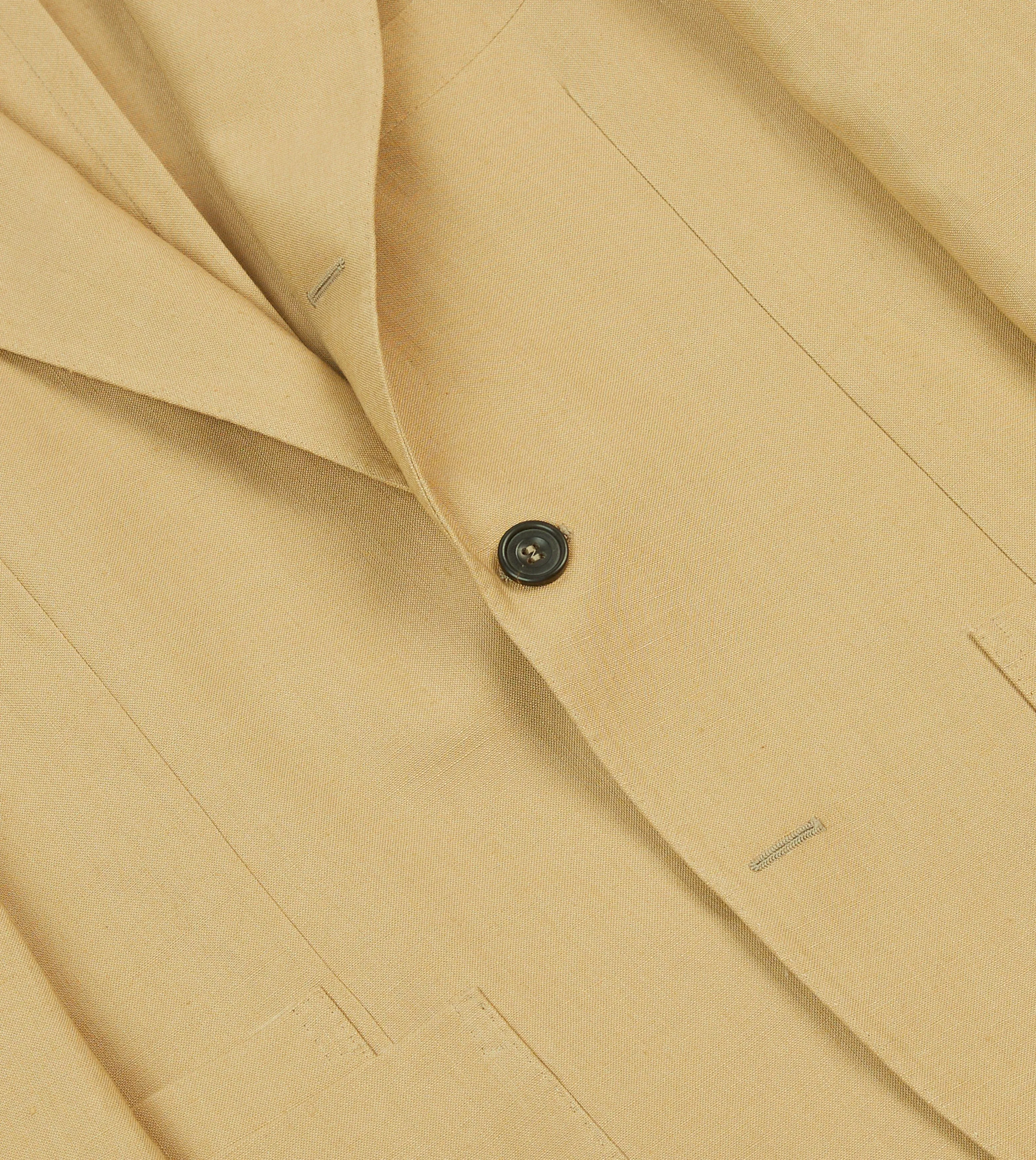 Sand Irish Linen Tailored Jacket Removable Hood