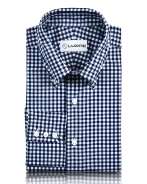 WrinkleResistant Finish Mature Charm Classic Navy Gingham Shirt