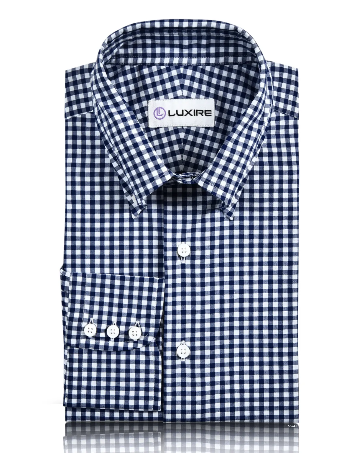 WrinkleResistant Finish Mature Charm Classic Navy Gingham Shirt