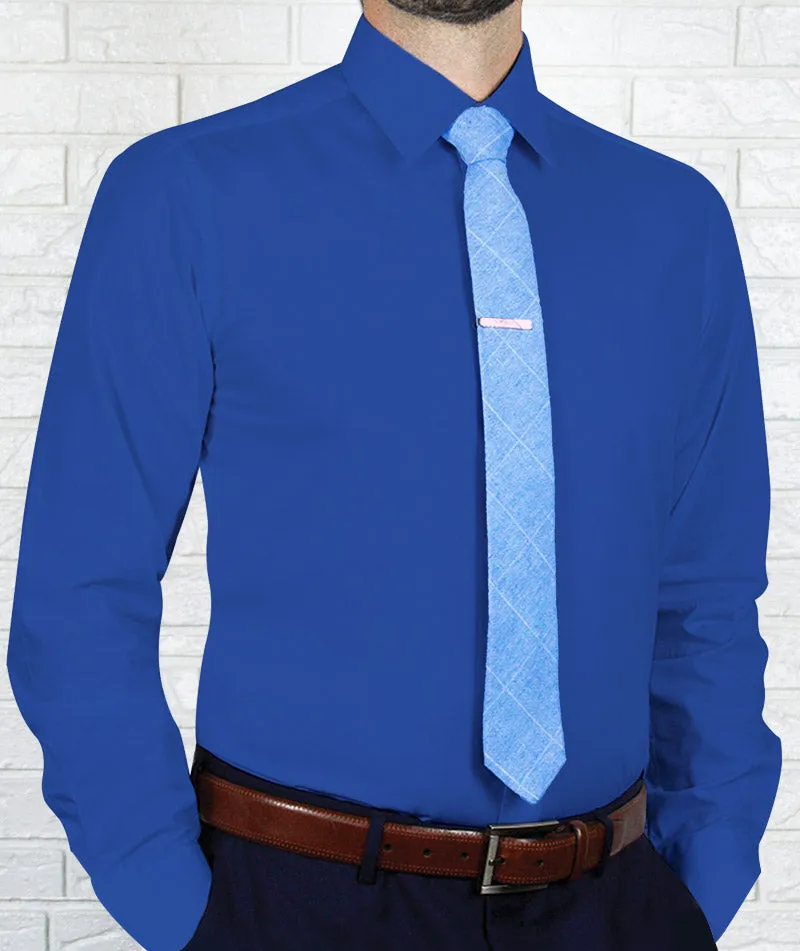 ARTURO Slim Fit Long Sleeve Royal Blue Dress Shirt High-Quality Material