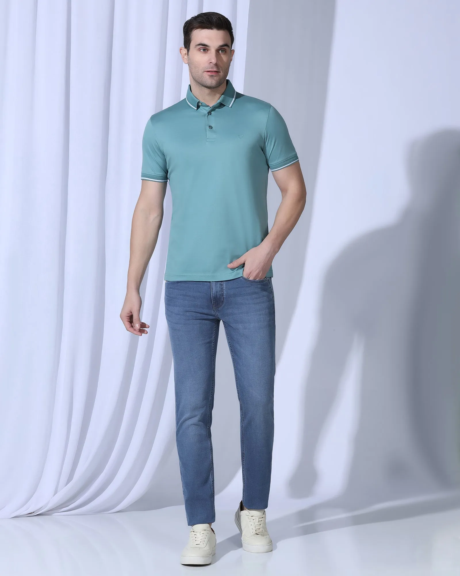 Multi Layer Knee Reinforcement Super Clean Slim Yonk Fit Indigo Jeans - Kai