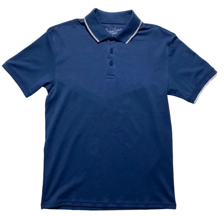 Briani Uomo Mens Blue 100% Pima Cotton Short Sleeve Polo Casual Shirt Youthful Appeal Stretch Comfort