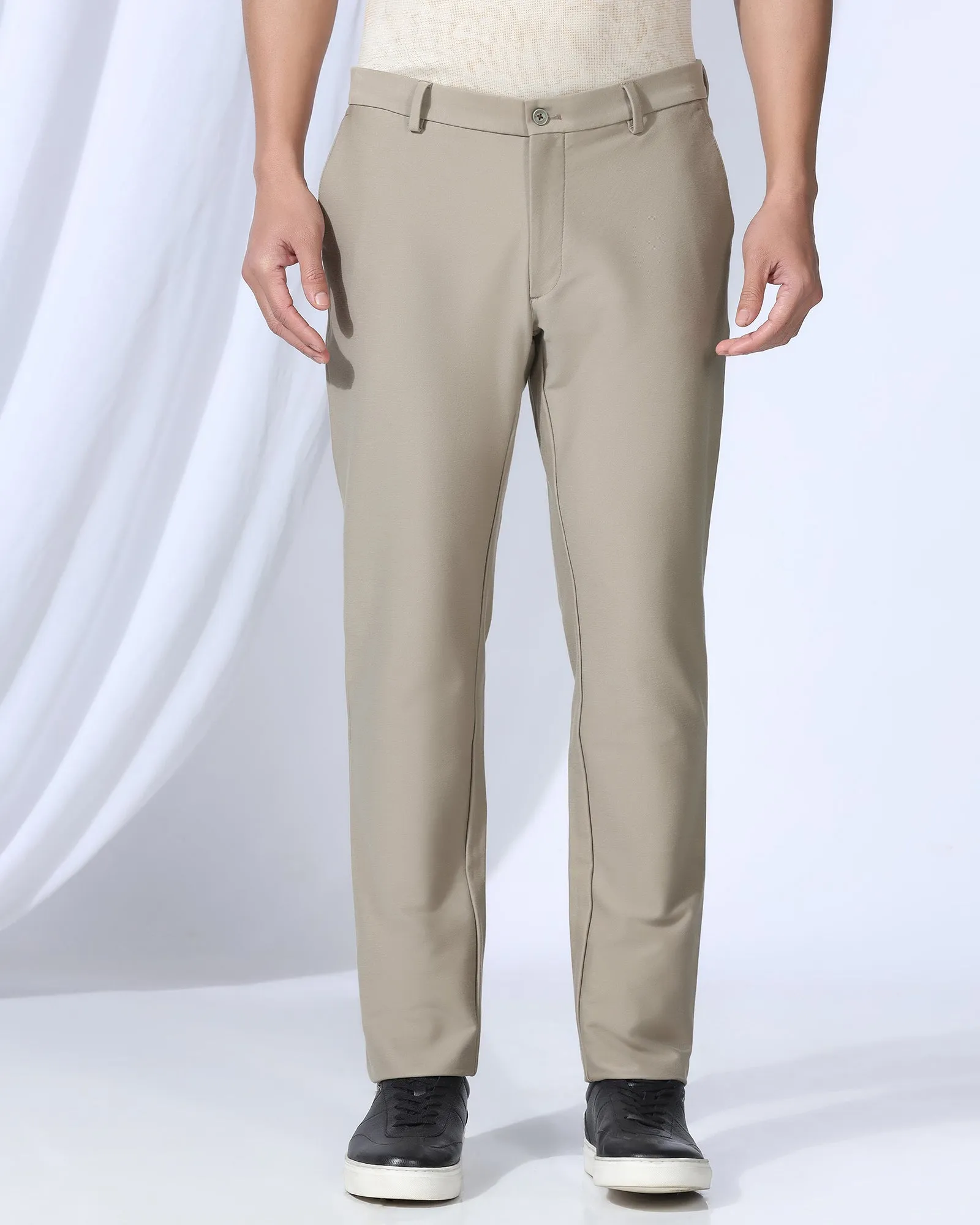 Slim Fit B-91 Casual Pistachio Solid Khakis - Victor Essential Fit