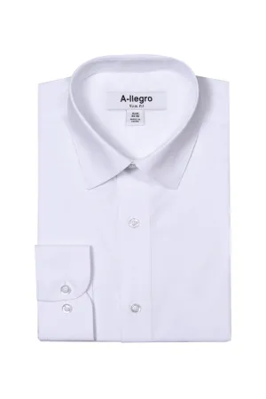 Men's Basic Slim Fit Dress Shirt in White - Full Button Up with Standard Collar Corporate Wear Workwear Essential