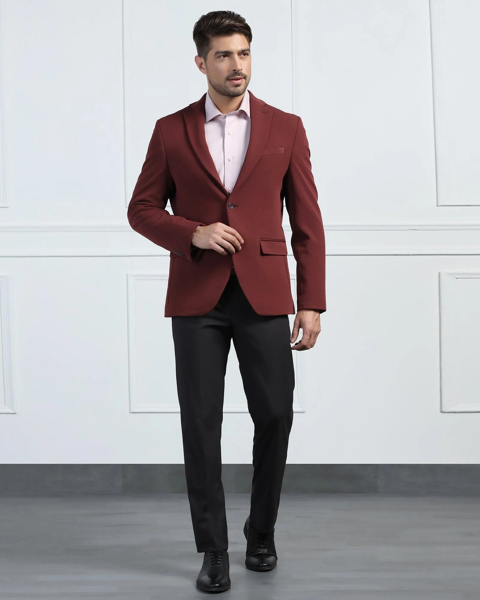 Formal Maroon Textured Blazer - Morris FadeResistant Print Soft Lined Interior