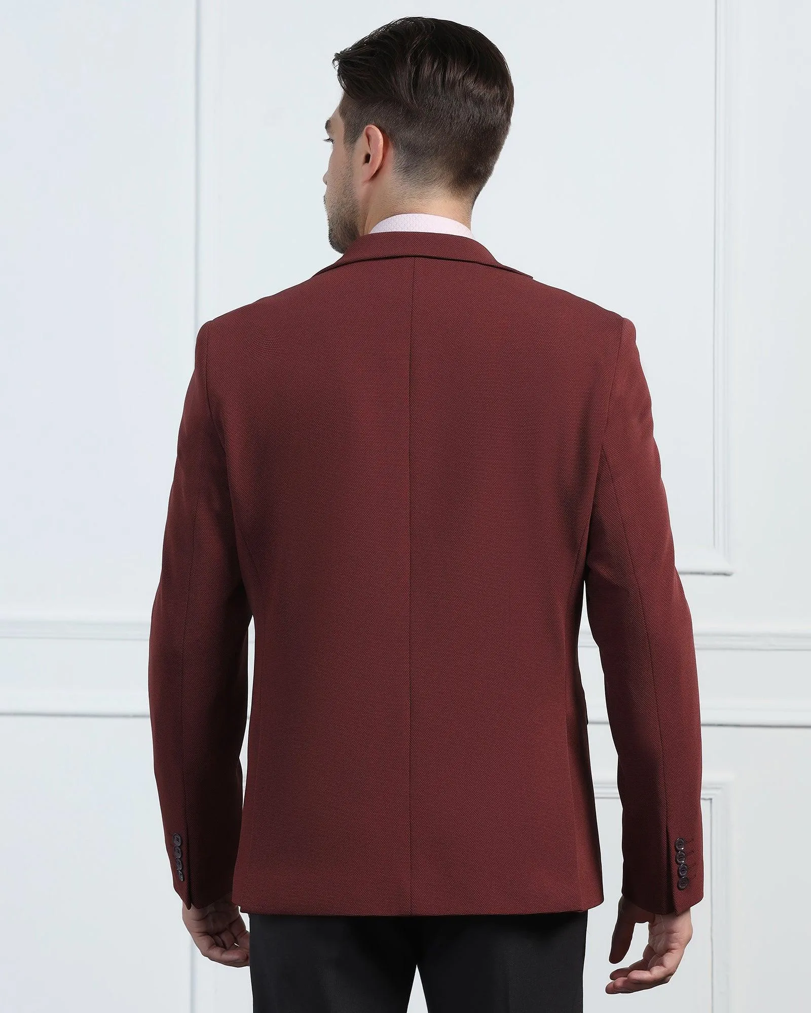 Formal Maroon Textured Blazer - Morris LightweightConstruction Thermal Core Technology