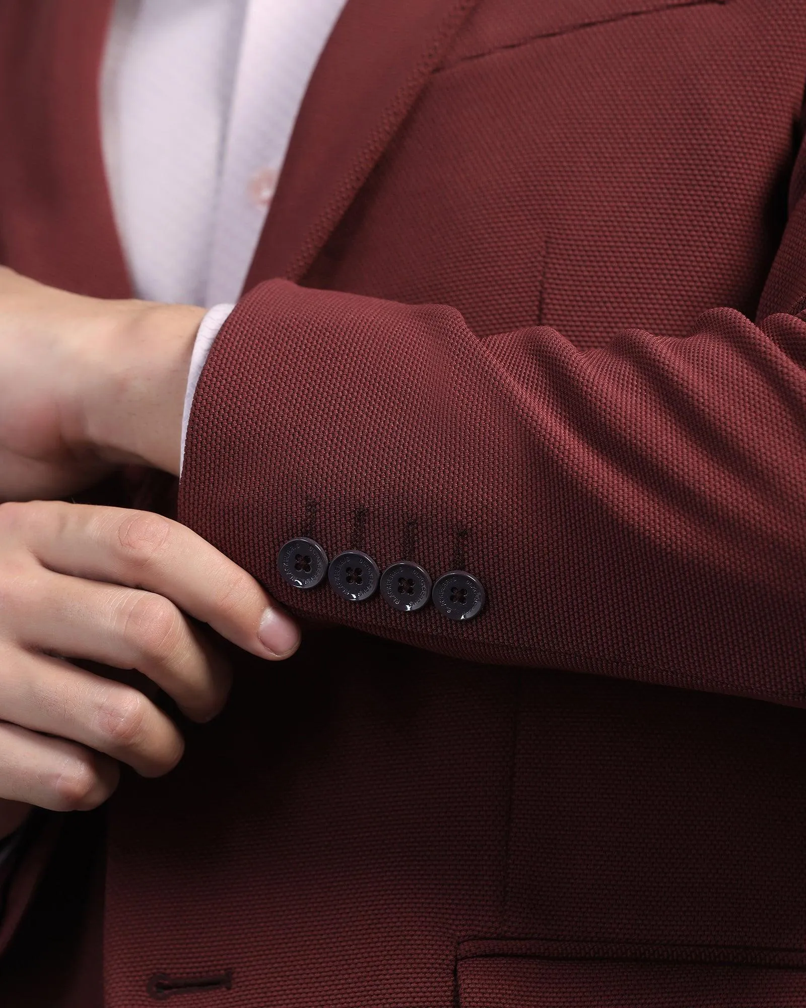 Airtight Fasteners Everyday Layer Style Formal Maroon Textured Blazer - Morris