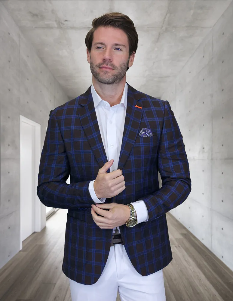 MONTGOMERY BROWN PLAID MODERN FIT BLAZER Essential Casual Look