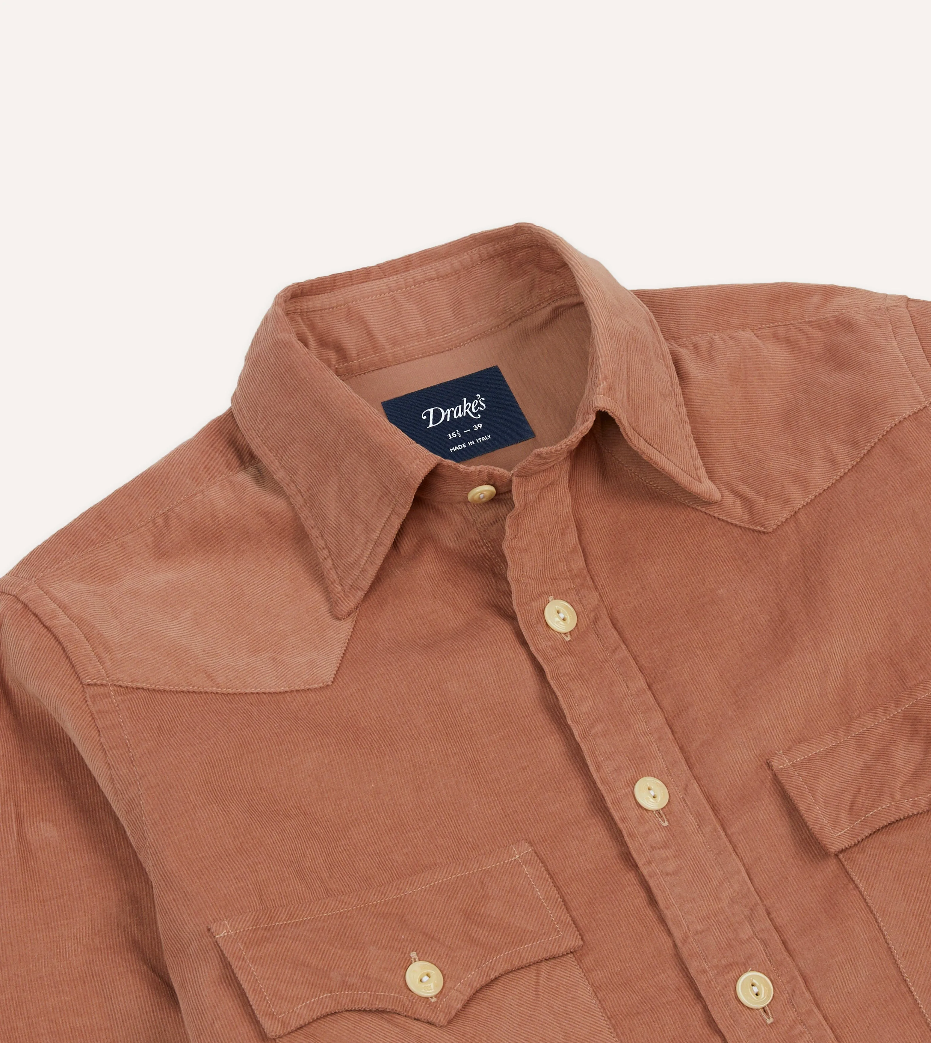 Washed Red Corduroy Two-Pocket Western Shirt Smart Appearance All-Ages Fit