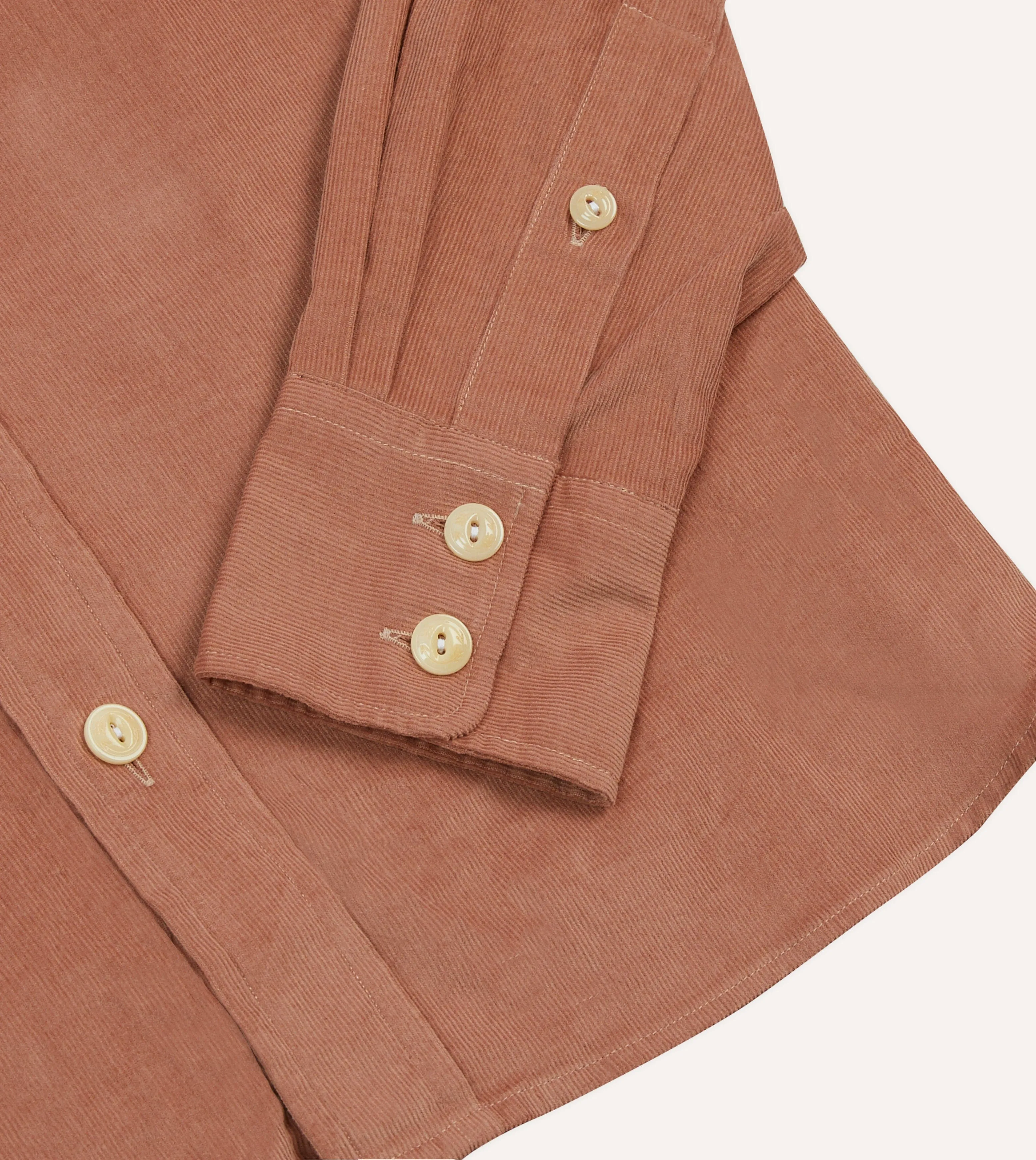 Effortless Style Layered Sleeve Cuffs Washed Red Corduroy Two-Pocket Western Shirt