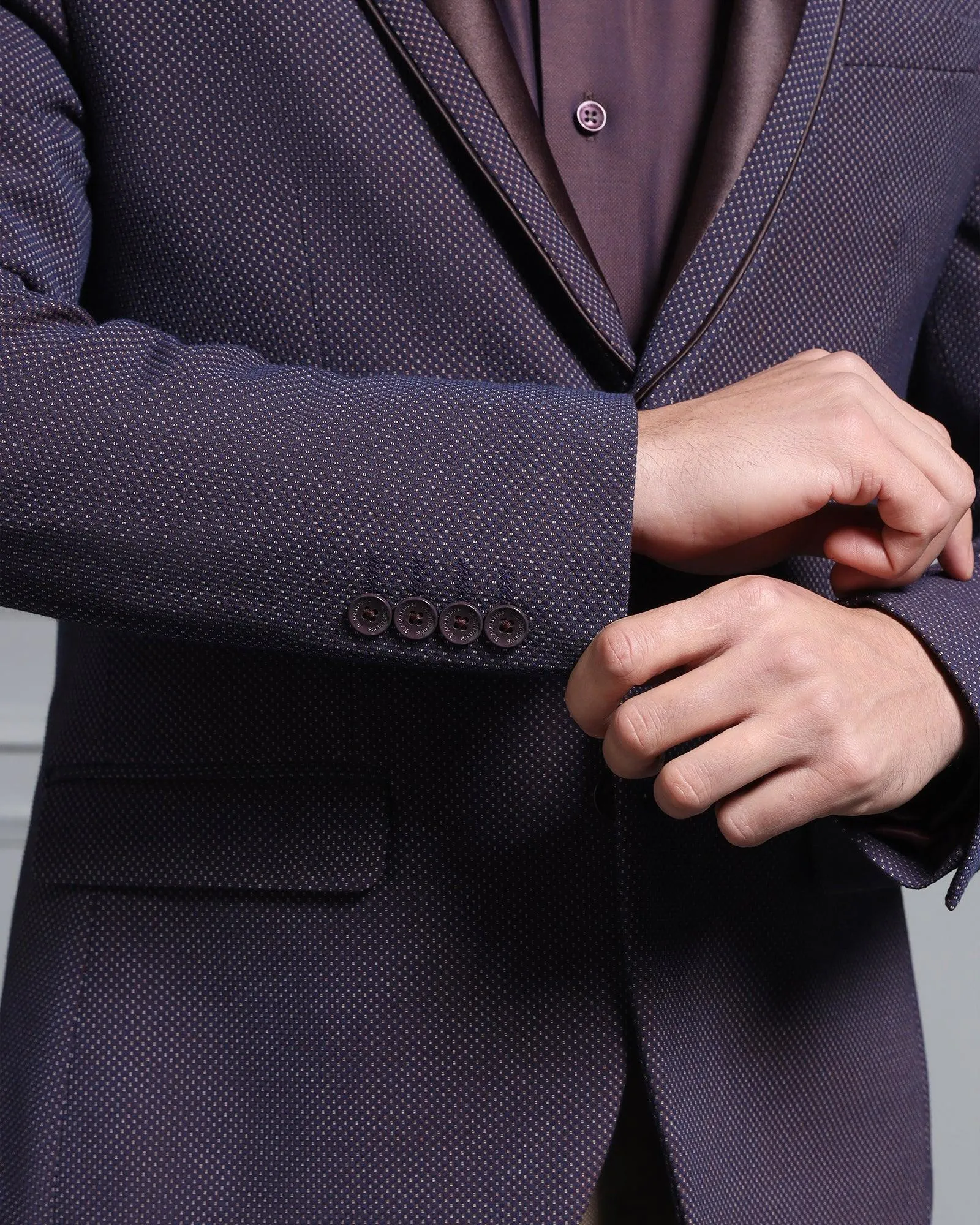 Formal Dark Purple Textured Blazer - Aaron Recycled Material Blend