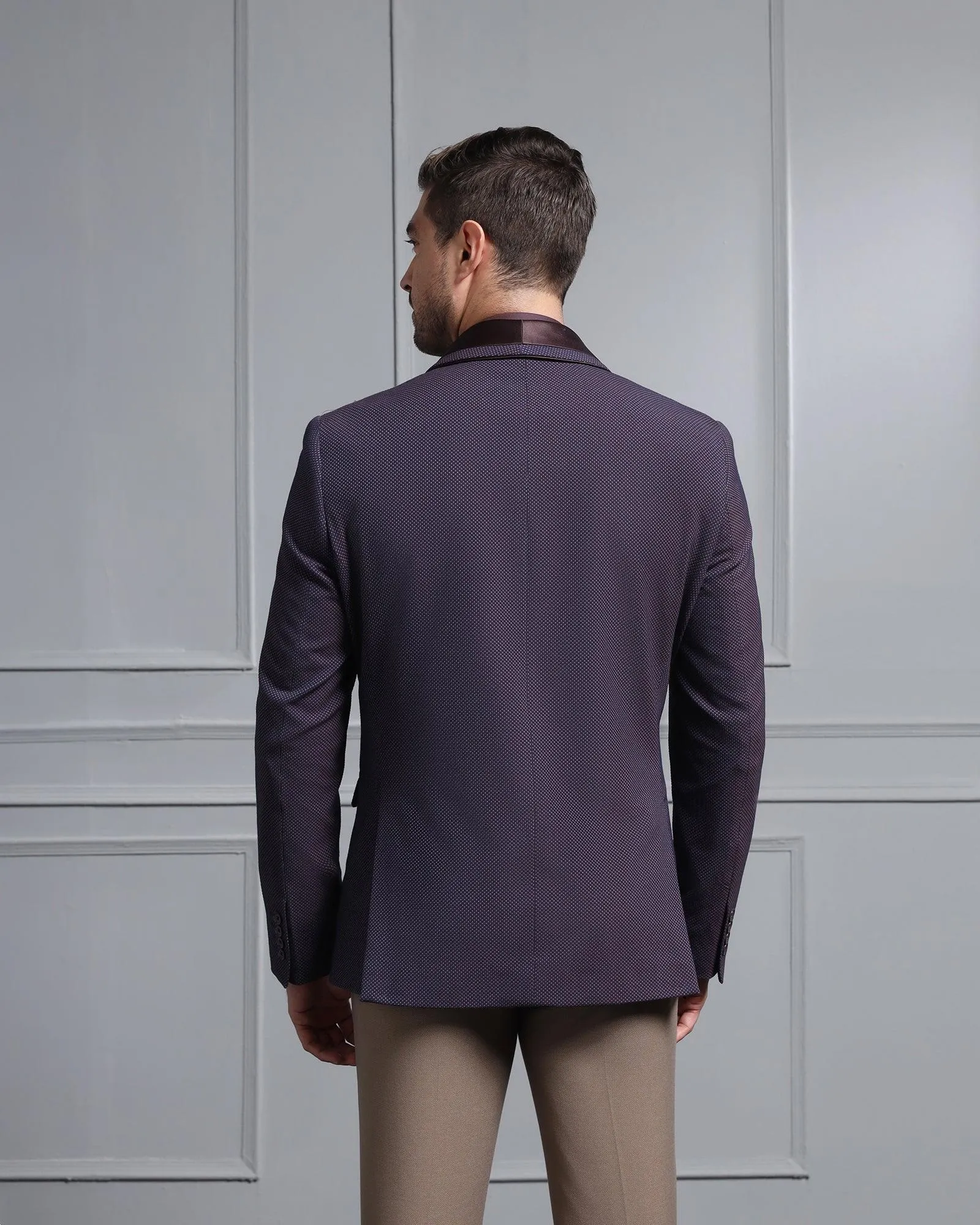 Temperature Adaptive Formal Dark Purple Textured Blazer - Aaron