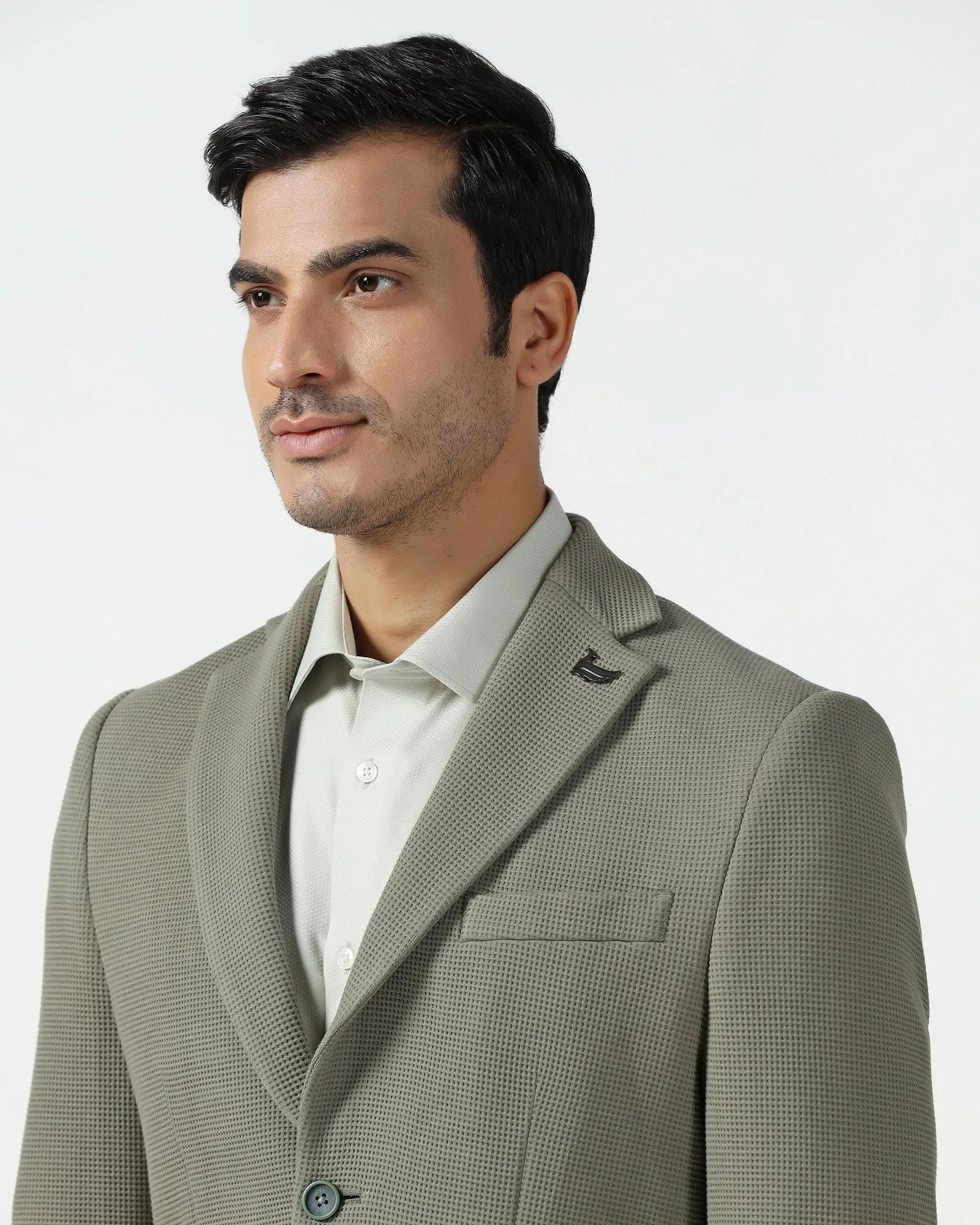 Cold Ready Look Functional Fit Formal Green Textured Blazer - Belvedere