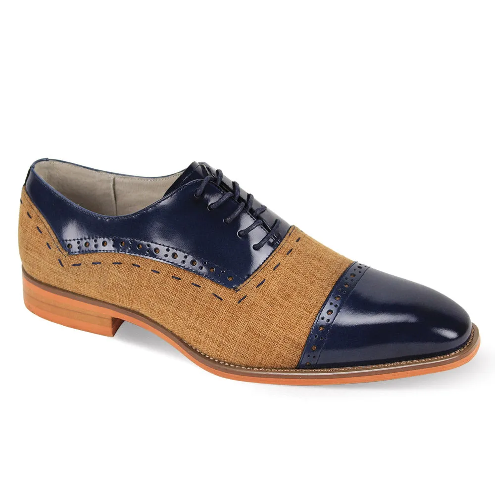Joint Care Casual Classics Collection: Navy & Tan Linen Cap Toe Lace Shoes
