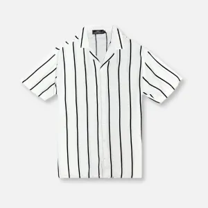 Breathable Material Dasher Striped Revere Collar Shirt