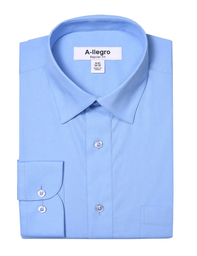 Fitted Shape Classic Regular Fit Cotton Convertible Cuff Dress Shirt Blue R-S100