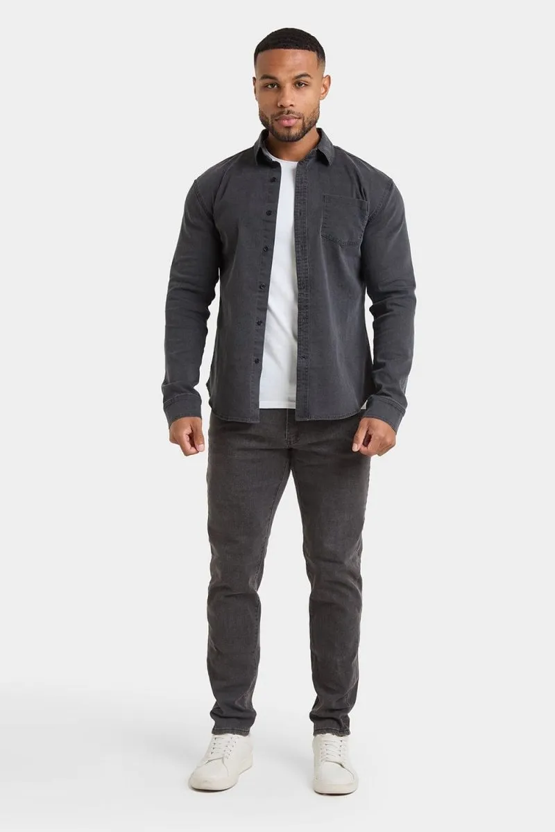 Denim Shirt in Dark Grey Effortless Comfort