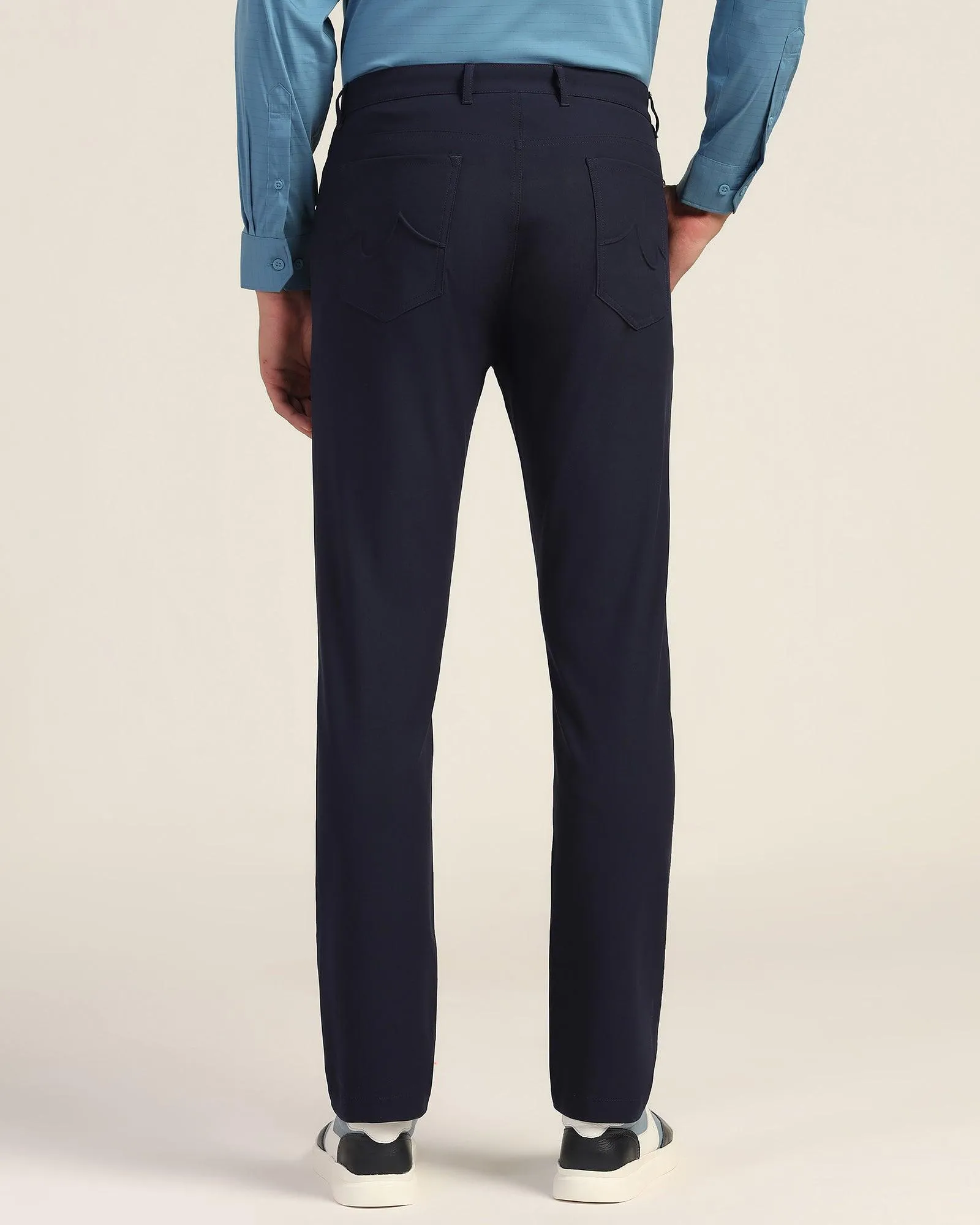 TechPro Slim Comfort Casual Navy Solid Khakis - Gogg TaperedLeg