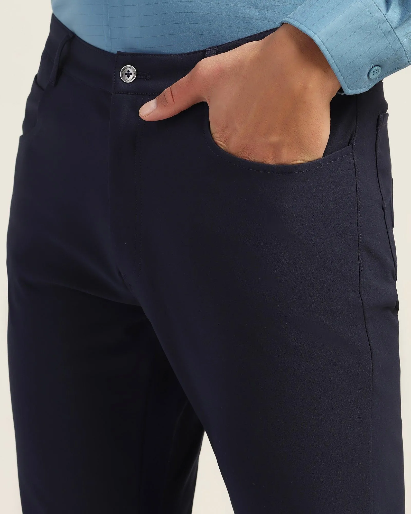 SeamlessPockets TechPro Slim Comfort Casual Navy Solid Khakis - Gogg