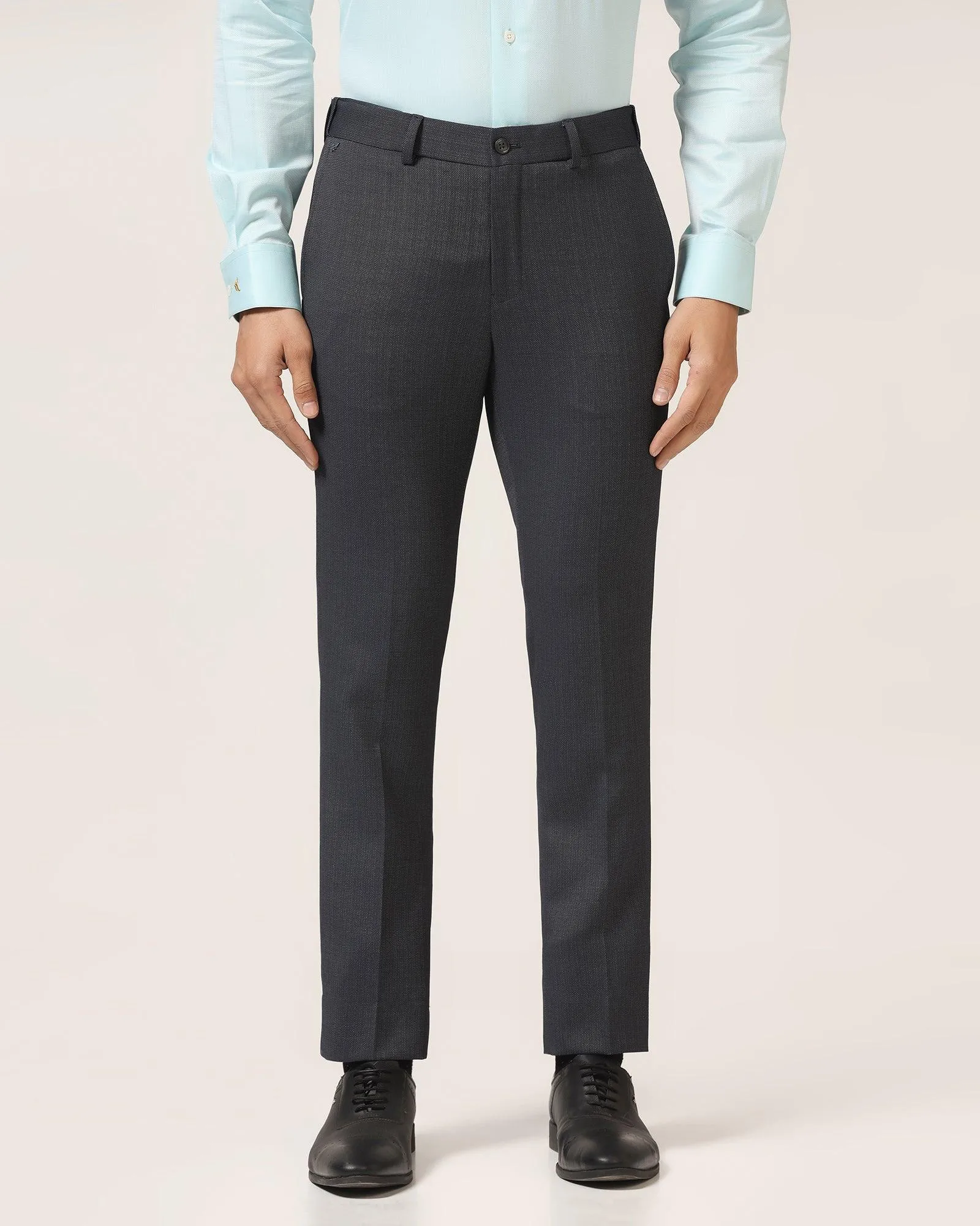 Quick Conversion Hem Slim Fit B-91 Formal Black Textured Trouser - Bandit