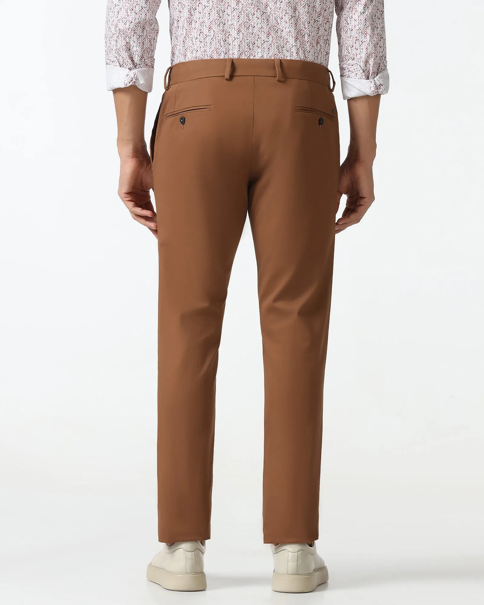 Body Aligned Comfortable Wear Rust Solid Khakis - Mario