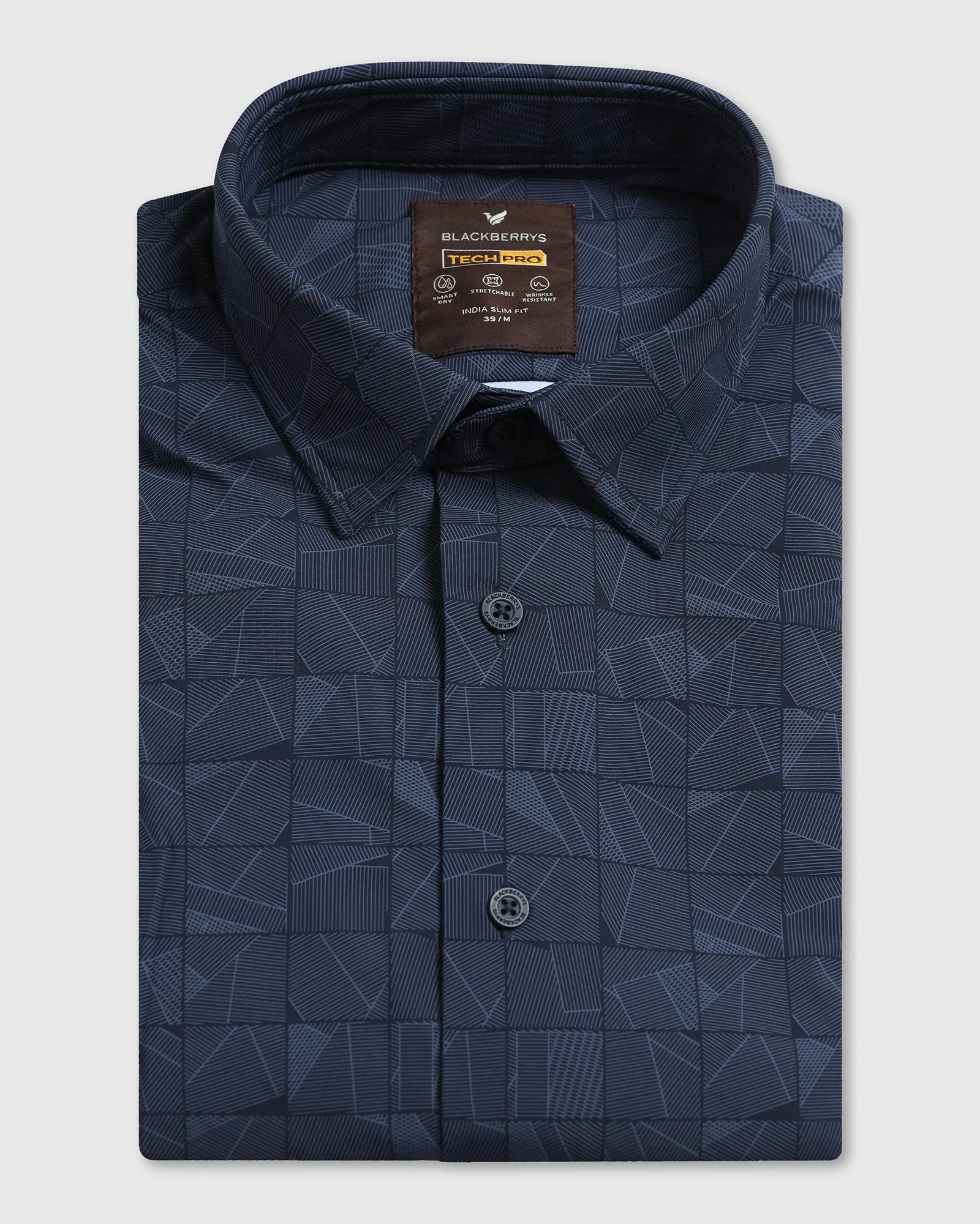 tall size TechPro Formal Navy Printed Shirt - Kyler