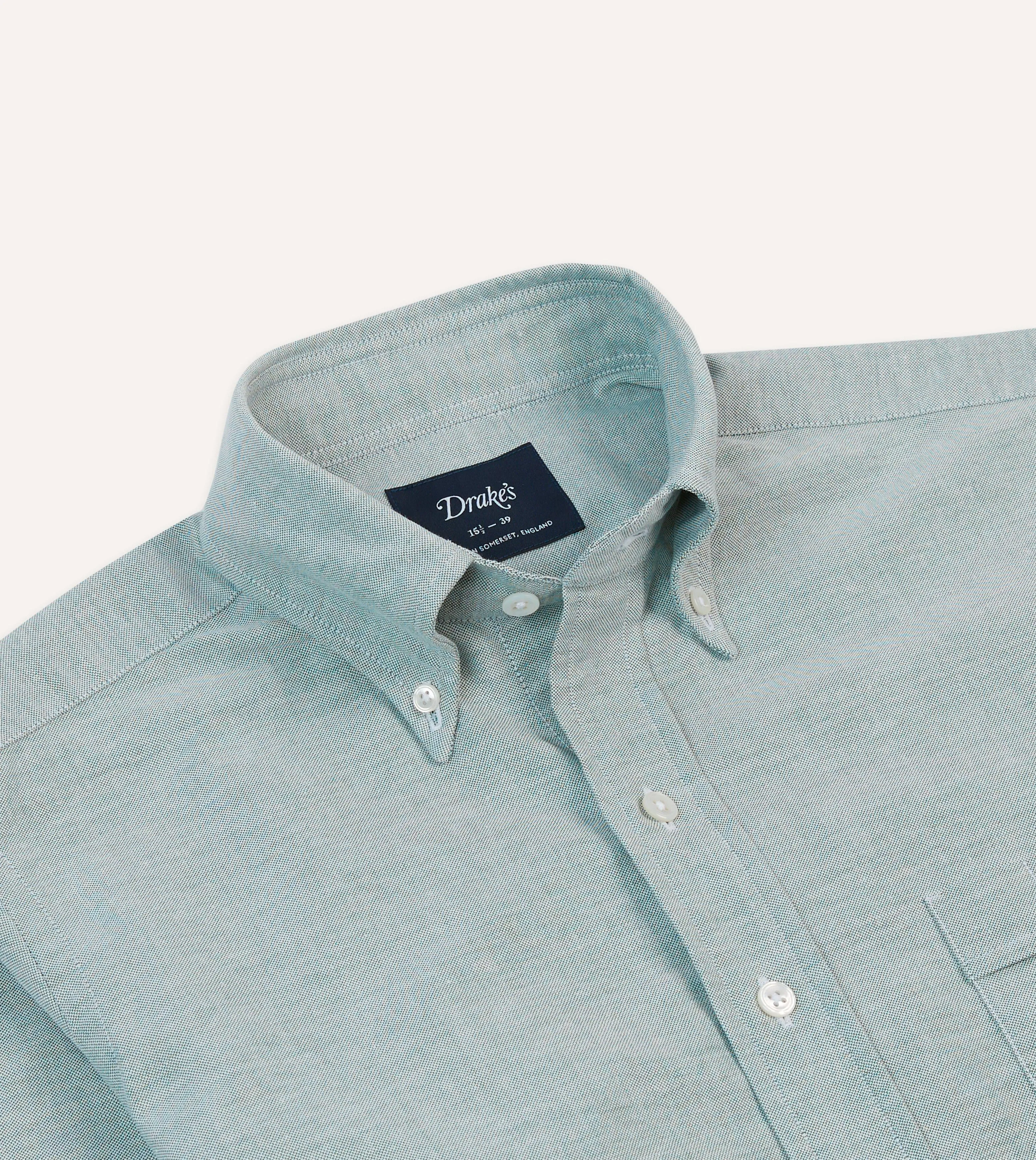 Distressed finish Green Cotton Oxford Cloth Button-Down Shirt