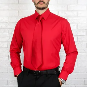 ARTURO Slim Fit Long Sleeve Red Dress Shirt Effortless Style Inner Layer